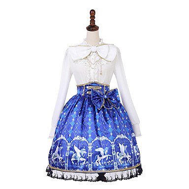 Princess Lolita Casual Lolita Dress Blouse / Shirt Masquerade Girls' Female Japanese Cosplay Costumes Blue Galaxy Bowknot Lace Bishop Sleeve Long Sleeve Knee Length / Classic Lolita Dress 6891394 2019 – S$198.90