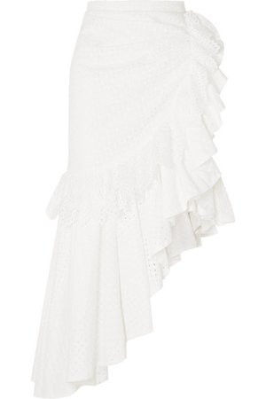 Rodarte | Asymmetric ruffled broderie anglaise cotton skirt | NET-A-PORTER.COM