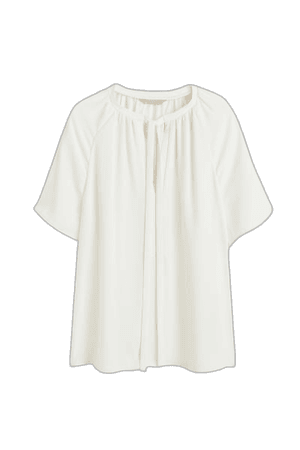 Short-sleeved Tie-detail Blouse White