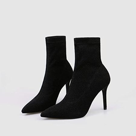 Amazon.com | Womens High Heel Stiletto Knitted Ankle Boots Ladies Pointed Toe Slip On Flexible Party Dress Sock Booties for Daily Wear | Ankle & Bootie