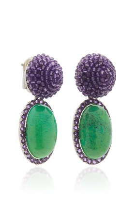 Sabbadini 18K Gold Turquoise And Amethyst Earrings