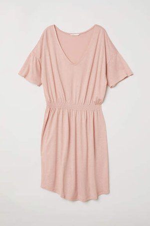 Jersey Dress with Smocking - Pink