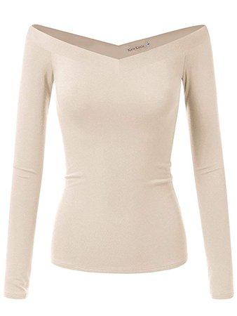 Cream Off-The-Shoulder Long-Sleeve Shirt