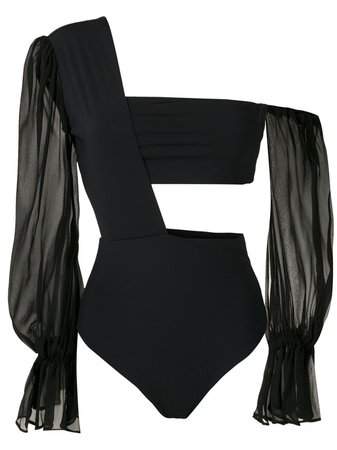Amir Slama one shoulder bodysuit black 11034 - Farfetch