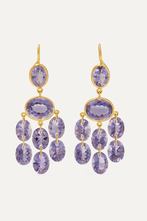 Gold Precious Chandeliers 18-karat gold iolite earrings | Marie-Hélène de Taillac | NET-A-PORTER