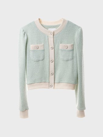 Balloon Sleeve Cropped Cardigan (Mint) | W Concept