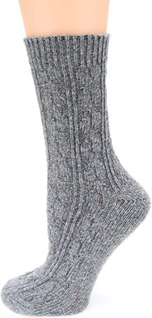 MIRMARU M102-Women's Winter 4 Pairs Wool Blend Crew Socks Collection(Grey, Burgundy, Brown, Black), Medium / Shoe Size:6-9. at Amazon Women’s Clothing store