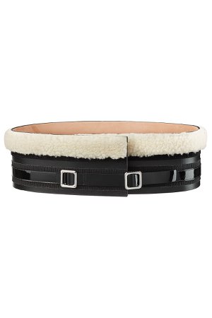Shearling and Leather Belt Gr. 80