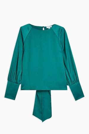 Green Bow Back Blouse | Topshop