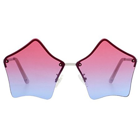 Amazon.com: VIVIENFANG Cute Star Shape Rimless Women Sunglasses Metal Frame Ocean Color Lens Oversize Shades G87537B Pink: Clothing