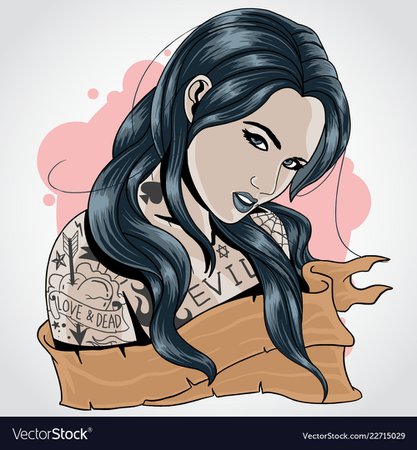 Girl with tattoo Royalty Free Vector Image - VectorStock