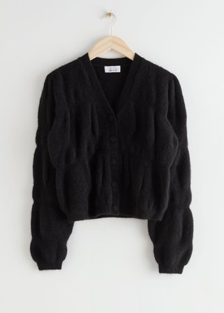 Fuzzy Wool Blend Cocoon Cardigan - Black - Cardigans - & Other Stories