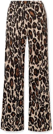 Caspian Leopard-print Silk-jersey Flared Pants - Leopard print