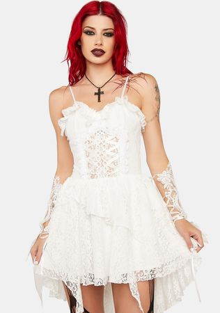 White Lace Strapless Mini Dress – Dolls Kill