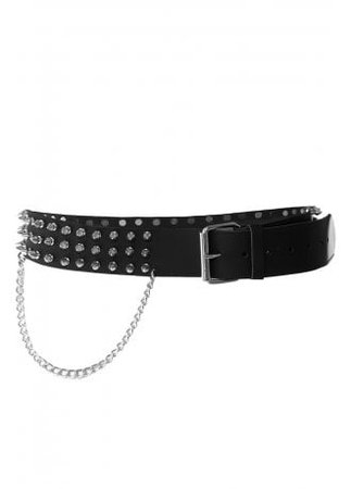 Bullet 69 3 Row Spike Stud & Chains Leather Belt | Attitude Clothing