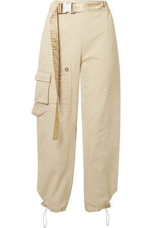 Fendi | Pantalon fuselé en coutil de coton mélangé à ceinture | NET-A-PORTER.COM