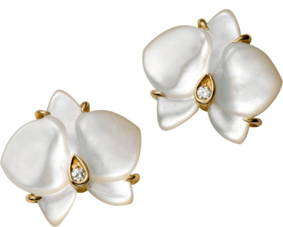 Cartier, Caresse d'Orchidées mother of pearl and gold earrings