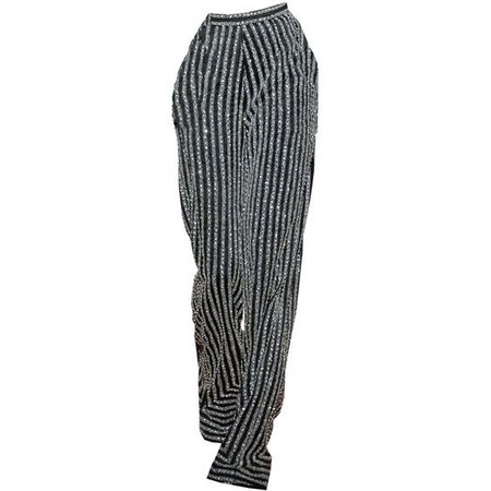 *clipped by @luci-her* Black/Silver Glitter Pinstripe Trousers