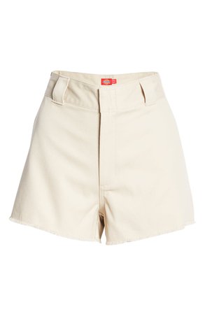 Dickies Frayed Cotton Blend Worker Shorts | khaki