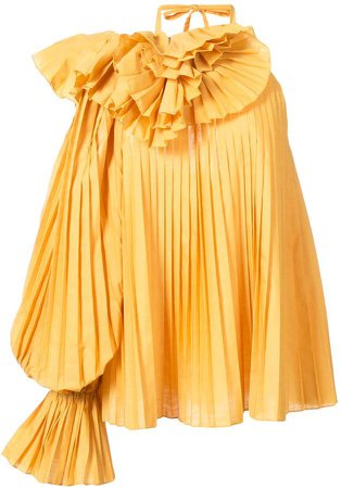 pleated one shoulder blouse