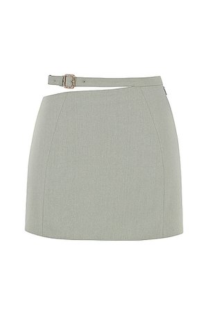 Mistress Rocks 'Admire' Green Linen Belted Mini Skirt