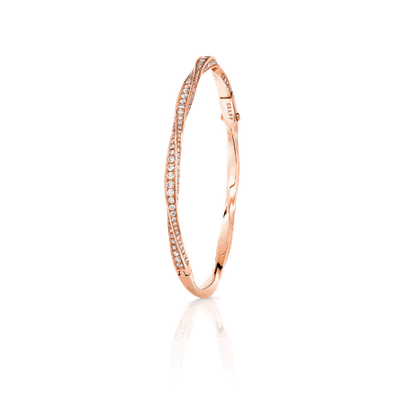 Diamond Half Pavé Oval Bracelet, Rose Gold | Spiral | Graff