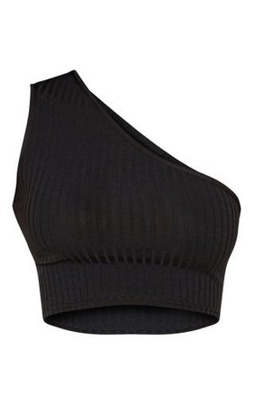 Basic Black One Shoulder Sleeveless Rib Crop Top | PrettyLittleThing