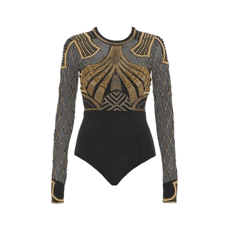 Gold and Black Bodysuit (Dei5 sheer edit)
