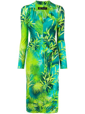 Versace Robe mi-longue à Imprimé Végétal - Farfetch