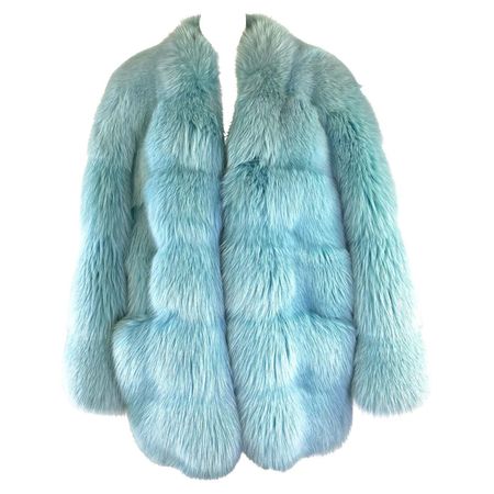 F/W 1997 Tom Ford by Gucci Runway Baby Blue Fox Fur Chubby Museum Coat For Sale at 1stDibs