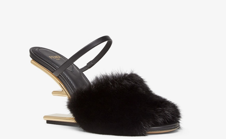 Fendi First Black mink high-heel sandals $1,750.00 | Fendi