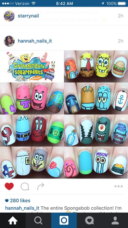 SpongeBob character nails