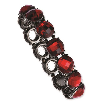 Adjustable Black Plated Red Crystal Bracelet