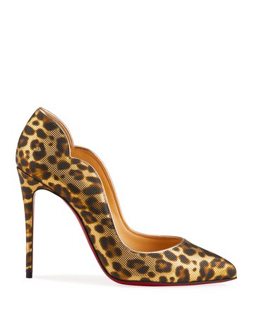 Christian Louboutin Hot Chick 100mm Leopard-Print Red Sole Pumps