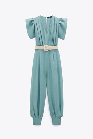 PUFF SLEEVE BELTED JUMPSUIT | ZARA United States