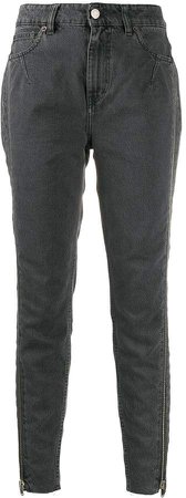 tapered ankle-zip jeans