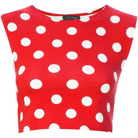red polka dot crop top