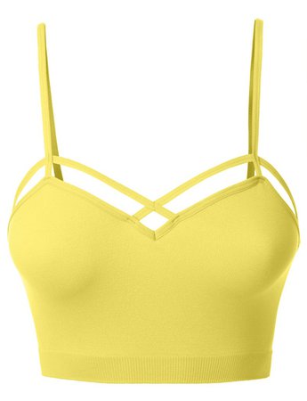 Stretchy Seamless Cut Out Spaghetti Strap Cropped Bralette | LE3NO