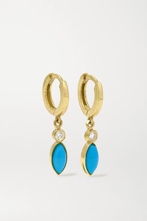 Gold 18-karat gold, turquoise and diamond earrings | Jennifer Meyer | NET-A-PORTER