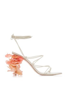 Effie Flower-Detailed Lace-Up Leather Sandals By Cult Gaia | Moda Operandi