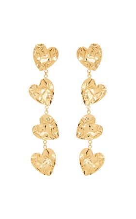Crushed Heart Funky Brass Earrings By Oscar De La Renta | Moda Operandi