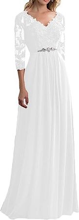 Amazon.com: Mother of The Bride Dress with Sleeves V Neck Formal Evening Gowns Lace Applique Mother Dresses Chiffon : Clothing, Shoes & Jewelry