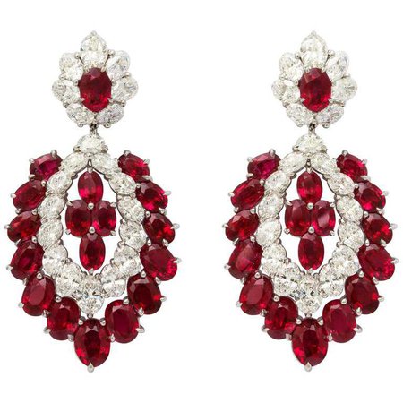 Exceptional Burmese Ruby and Diamond Earclips For Sale at 1stdibs