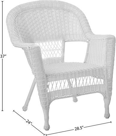 Amazon.com: Jeco 3 Piece Wicker Chair and End Table Set without Cushion, White: Kitchen & Dining