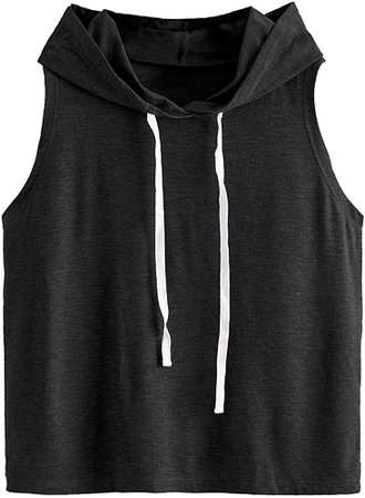 SweatyRocks Women's Summer Sleeveless Hooded Tank Top T-Shirt for Athletic Exercise Relaxed Breathable Black S at Amazon Women’s Clothing store