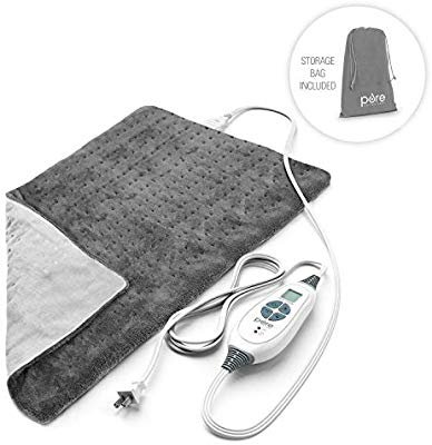 Amazon.com: Pure Enrichment PureRelief XL (12"x24") Electric Heating Pad for Back Pain and Cramps - Ultra-Soft with 6 Temperature Settings, Auto Shut-Off, and Moist Heat (Charcoal Gray): Health & Personal Care