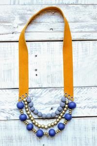 Mustard, Gray and Gold Multi-Strand Clay Necklace – happylittlelovelies