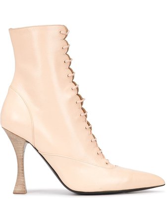 Tabitha Simmons X Brock Collection LACE-Up Booties LACE Pink | Farfetch