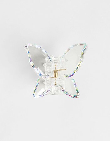 Transparent bejeweled butterfly hair clip - Accessories - Woman | Bershka