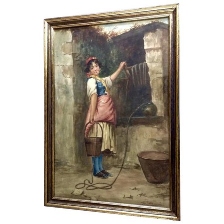 Francesco de Maria (1845 - 1908) Watercolor Painting, Italian Girl At : Gumgumfuninthesun | Ruby Lane